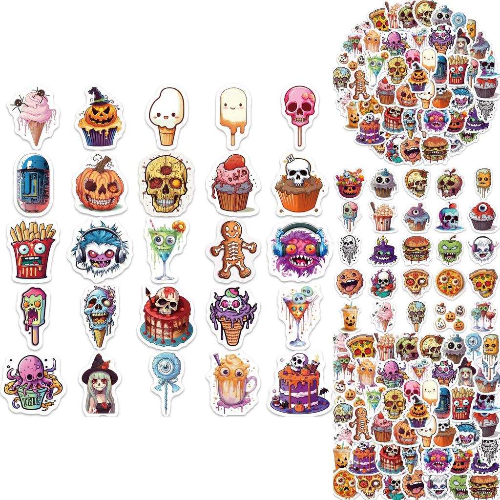Cartoon Halloween Food Sticker Set For Guitar Notebook And Luggage Waterproof Diy Decoration 50 Pieces Nordic Style