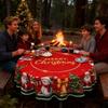 150/180cm Christmas Snowman Circular Tablecloth Vintage Polyester Red Cover Protector Christmas Tablecloth Protector Cover