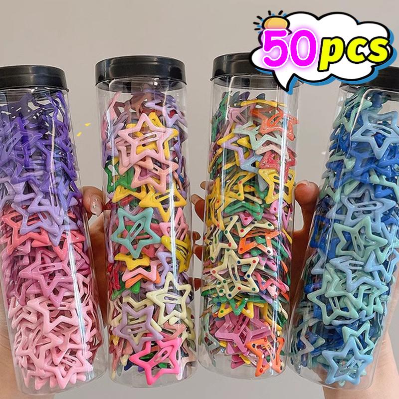 

Colorful Kawaii Star Barrettes Y2K Spicy Girls BB Solid Star Hairclips Metal Snap Clip Headdress Hair Jewelry Gifts Wholesale 10pcs