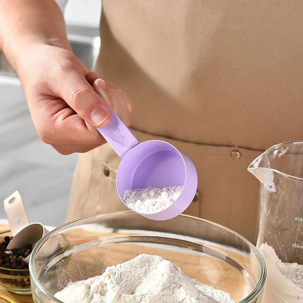Coloful Stainless Steel Measuring Cup and Spoon Set with Handle Accurate Scale Kitchen Tools for Baking Cooking Ingredients