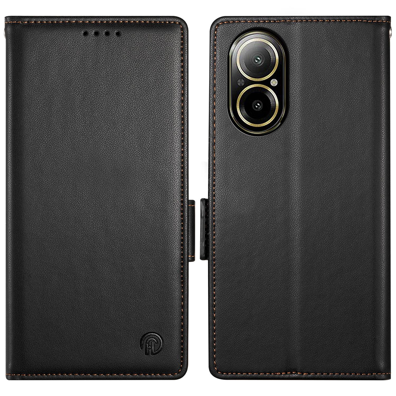 

DF-010 For Realme C67 4G Case Leather Wallet Phone Cover with Magnetic Clasps Black