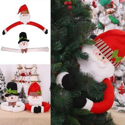 Weihnachten Weihnachtsmann Schneemann Vorhang Raffhalter Spielzeug Puppe Weihnachtsbaum Wrap Topper