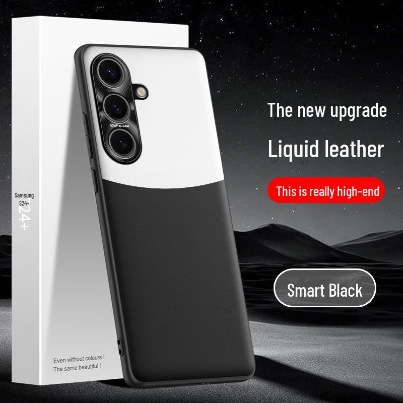 Samsung S24+ Liquid Leather Anti-Fall Protective Case: One-Piece Cover, Anti-Fouling Tech.