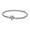 925 Sterling Silver Asymmetric Star T-bar Snake Chain Bracelet Fit Women Bead Charm Jewelry
