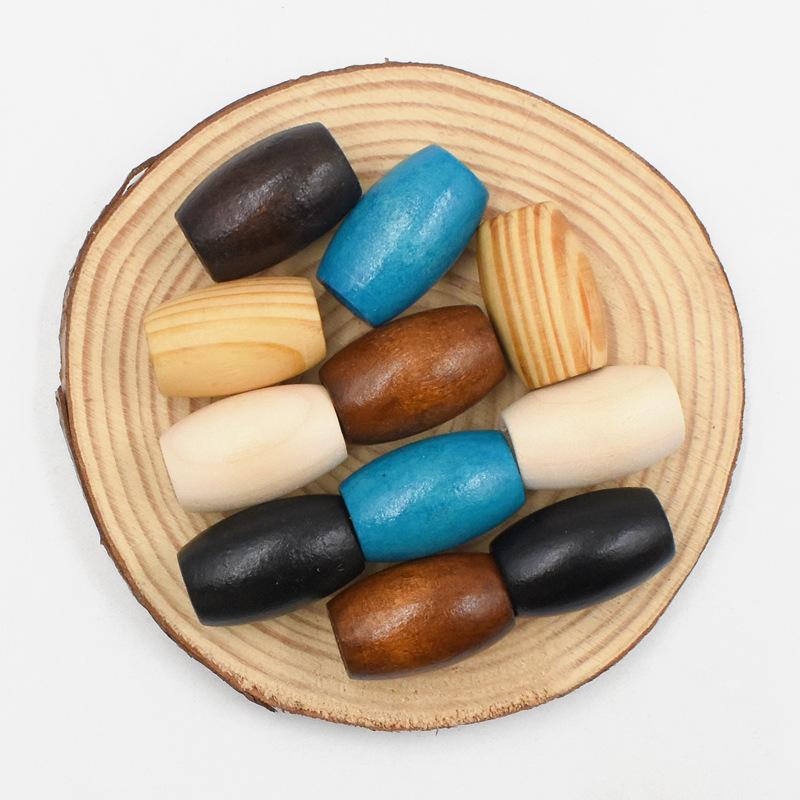 

10pcs 30x20mm Wooden Beads for Crafts Natural Wood Hair Bead Vintage Wooden Spacer Accessories for Macrame Necklace Bracelet