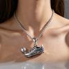 New Titanium Steel Necklace Football Shoe Jewelry Men's Pendant Street Sports Style Trendy Jewelry