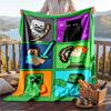 Warm Flannel Blanket Minecraft Pattern, Lightweight Comfortable Throw Blanket for Bed Sofa Use