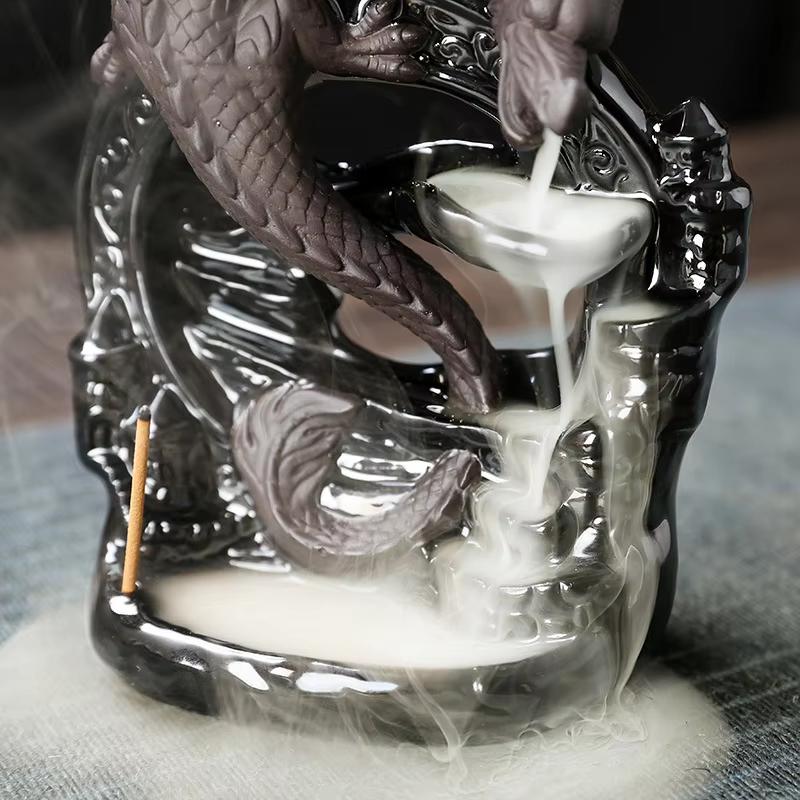 1 Stück Keramik Vintage Drache Rückfluss Räuchergefäß, Heimdeko, Tischdeko, Heim-Aromatherapie-Geschenk (Ohne Weihrauch)