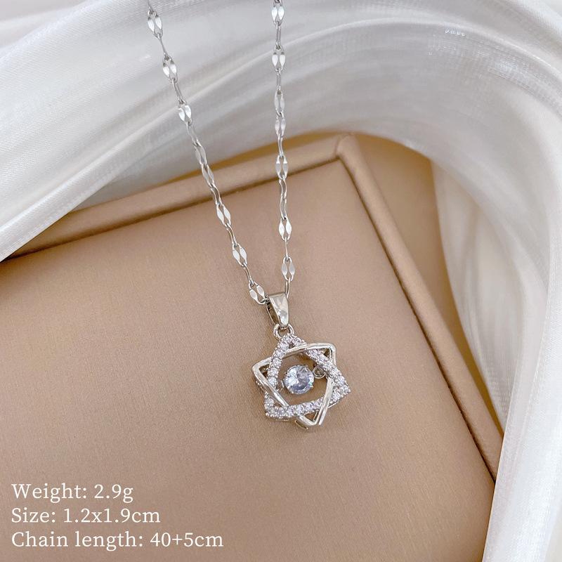 Copper Micro-Inlaid Cross Fashionable Light Luxury Temperament Gorgeous Full Diamond Necklace Female Versatile Collarbone Chain Titanium Steel