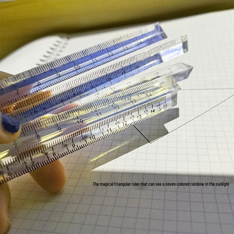 Transparent Double-Sided 15cm Crystal Triangle Ruler for Students and Drawing