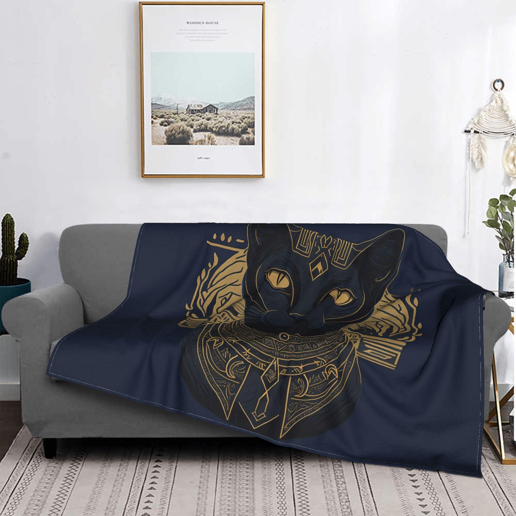 Египетская богиня Бастет искусство древнего египта черная милая смешная кошка винтаж миф Плед Фланелевый плед для дивана кровати постельное белье одеяло 30x40in