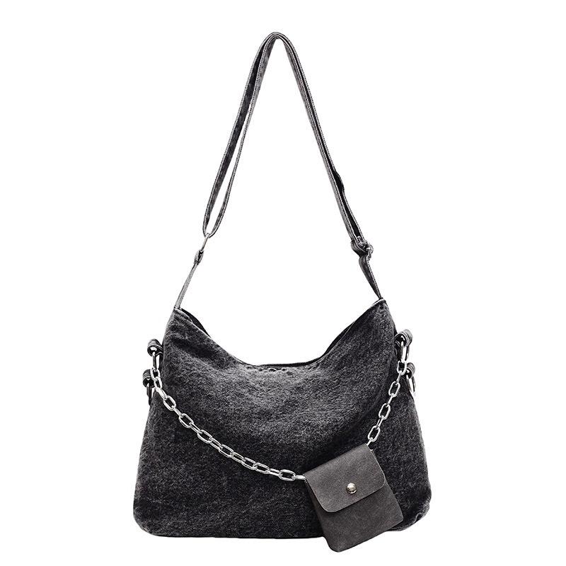 Denim bag women's large-capacity new versatile shoulder messenger bag high-end commuter tote bag