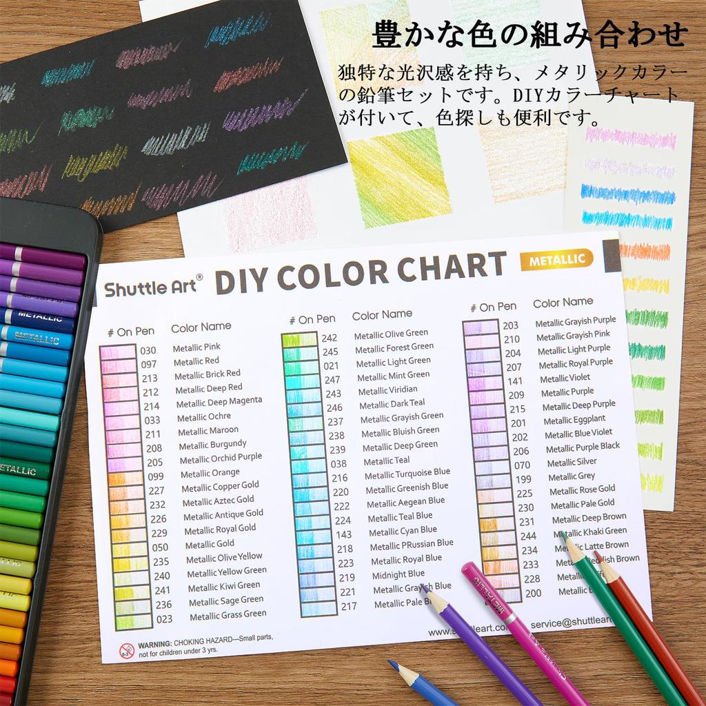 Shuttle Art Colored Glitter Pens for Adult Coloring Metallic Includes Tin Case and Color Chart for Easy Black Perfect for and Perfect Gift for