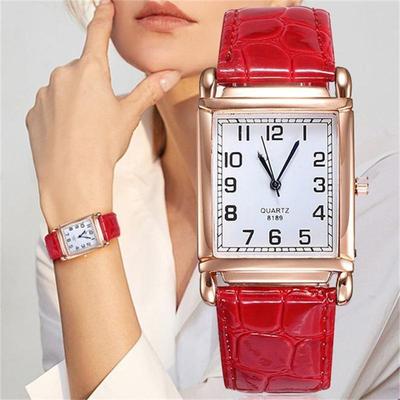 Fashion Women Square Leather Watch Elegant Business Dress Watch Simple Quartz Analog Wristwatches AVE