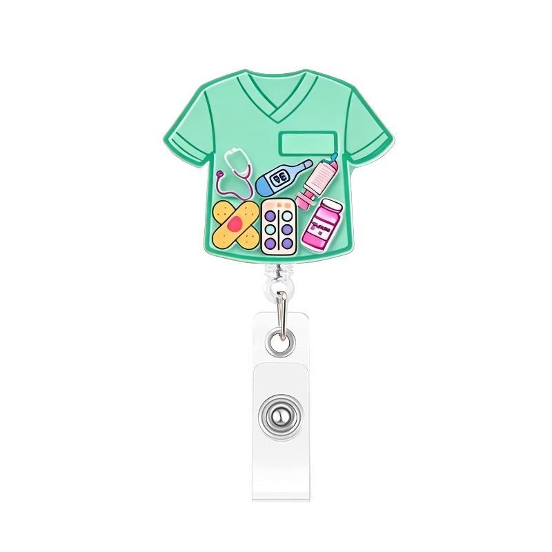 1Pcs Cartoon Medical Retractable Badge Reel 360 Rotating Acrylic Shaker ID Holder for Nurses Daily Work Use