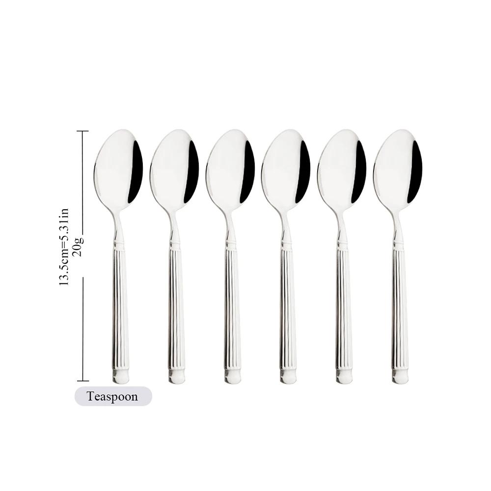 

Серебряный набор столовых приборов из 6 предметов из нержавеющей стали, столовые приборы, ножи, вилки для торта, чайные ложки, столовые приборы для дома, ресторана, кухонные принадлежности 6pcs cake fork