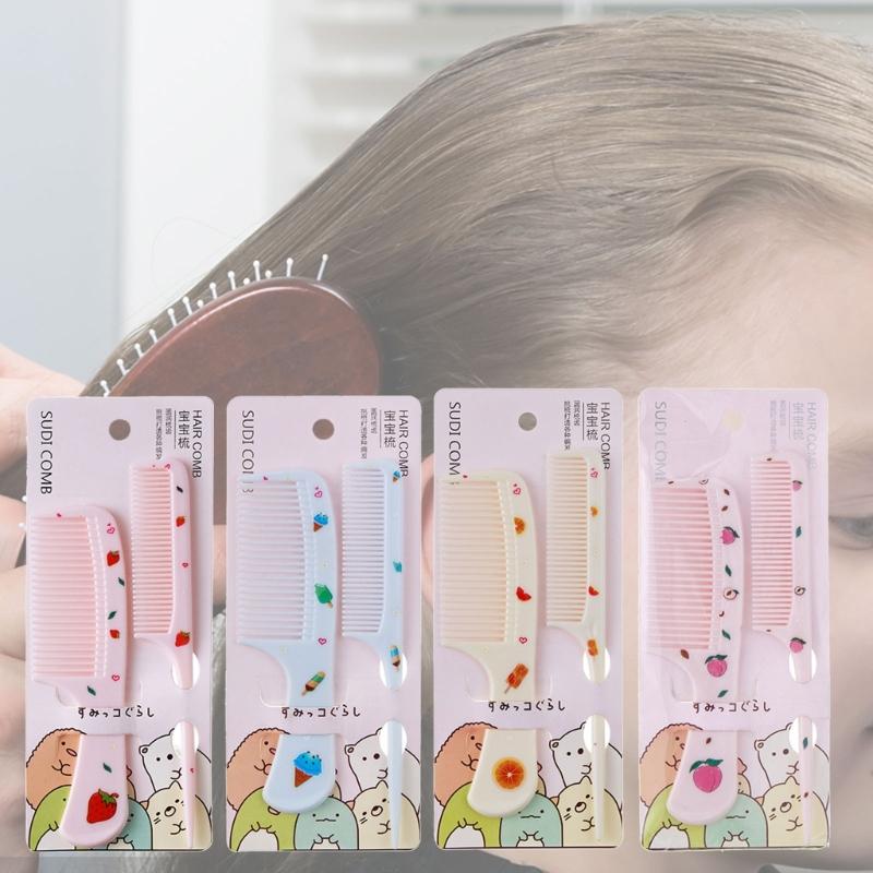 2 szt./zestaw Uroczy Dziecięcy Grzebień do Włosów Antystatyczny Grzebień z Ostrym Końcem dla Dziewczynek Dzieci Wzór Owocowy Grzebień do Włosów Prezent