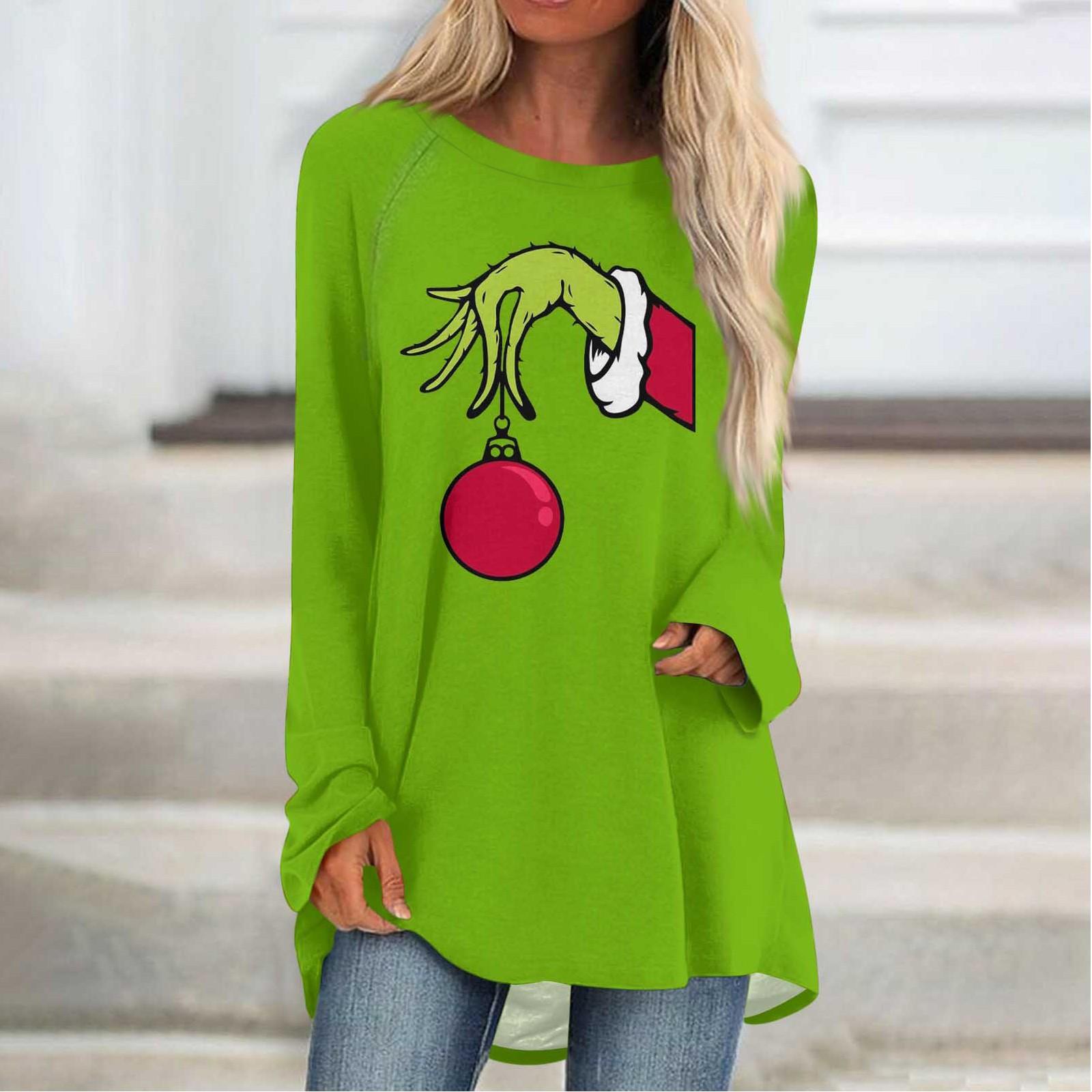 

Women s And Winter Long Sleeved Round Neck Casual Long Loose T-shirt Top L Кіновар
