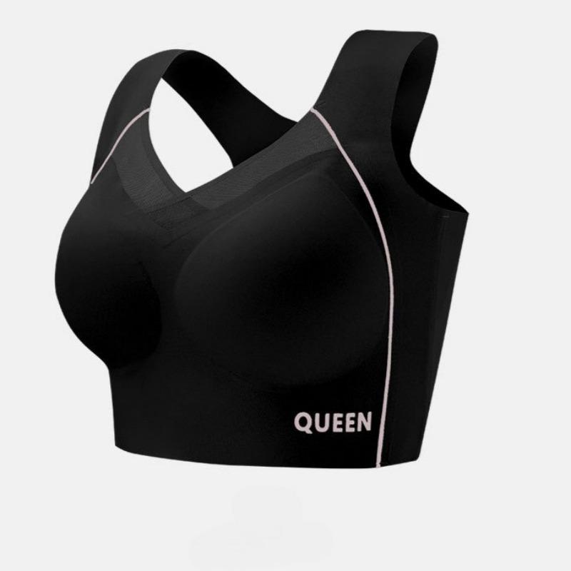 

Бесшовное нижнее белье большого размера с расширенной боковой частью для контроля груди для женщин, ударопрочный пуш-ап, пуш-ап, спортивный бюстгальтер без косточек 6XL чёрный