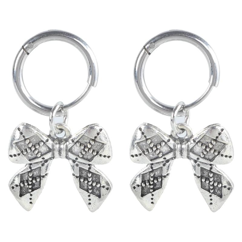 Sweet Cool Dangle Earrings Vintage Metal Bowknot Pendant Drop Earrings Statement Jewelry Fashion Small Hoop Earrings 1