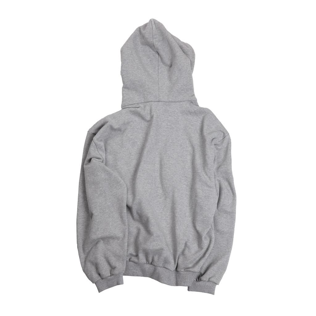 Ertr Logo Appliqué 2Way Hoodie Zip Up Gray