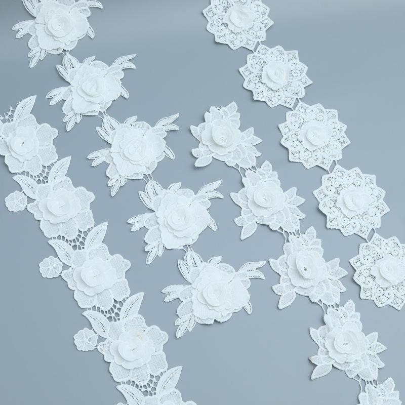Three-Dimensional Handmade Three-Dimensional Flower Double-Layer Embroidery Barcode Milk Silk Lace Clothing Accessories Home Accessories