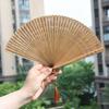 Chinese Style Folding Bamboo Fan Solid Color Portable Tassel Folding Fan Exquisite Classical Kimono Fan Hanfu Accessories