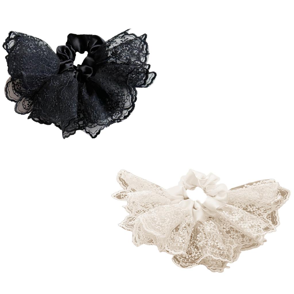 Invisible Elastic Lace Scrunchie Double Layer Ballet Skirt Hair Tie Sweet Lace Hair Bands For Casual And Prom Occasion