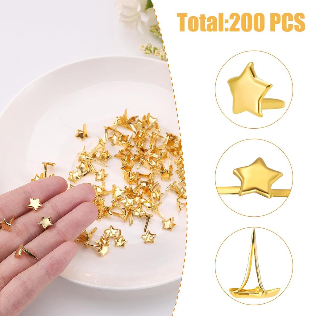 100-piece/set Paper Clasps Split Pins Brads Star Metal Brads Decorative Metal Sealing Clips for Crafts Paper Clasps