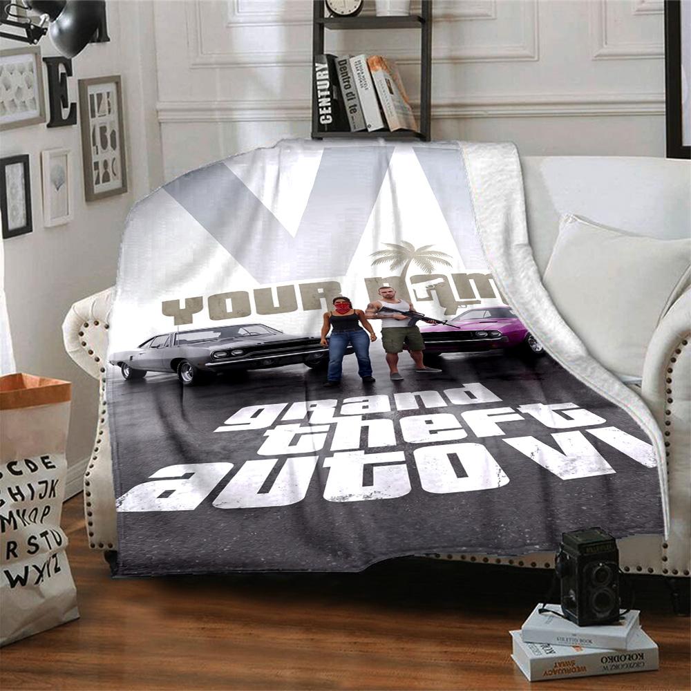 Grand Theft Auto Personalized Text Blanket Throw Personalized Blanket Comfortable Throw For Office Office Chair Couch Home Decor for All Occasions