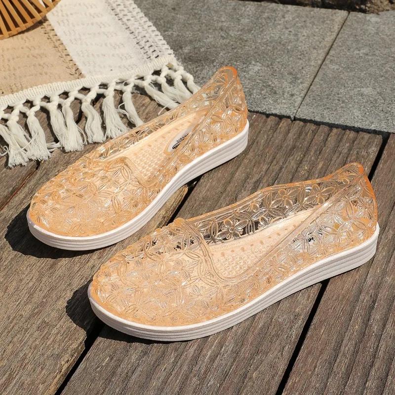 PU Hollow Out Round Toe Flats Spring/autumn Slip-on Ladies Bags on Sale 2025 Fashion Solid Shallow Concise Women's Shoes