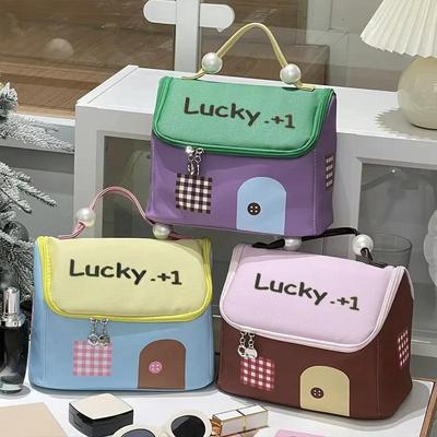 2025 New House Makeup Storage Bag for Women, Cute and Portable, Large Capacity Handheld, Divided Travel Toilet Bag Gf033