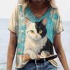Fashion Streetwear Women Oversized T Shirt 3D Cat Print Summer Casual Short Sleeve Crew Neck Pullover Female Clothing