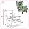 Wingback Armchair ARI PRINT Scandinavian Family Furniture Monstera Green Leaves