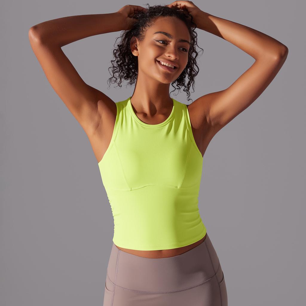 Professional Yoga Women's Beautiful Back Exercise, Running Fitness, Breathable Pleated Vest, Quick Drying Fitness Suit, Sexy Slim Fit Top