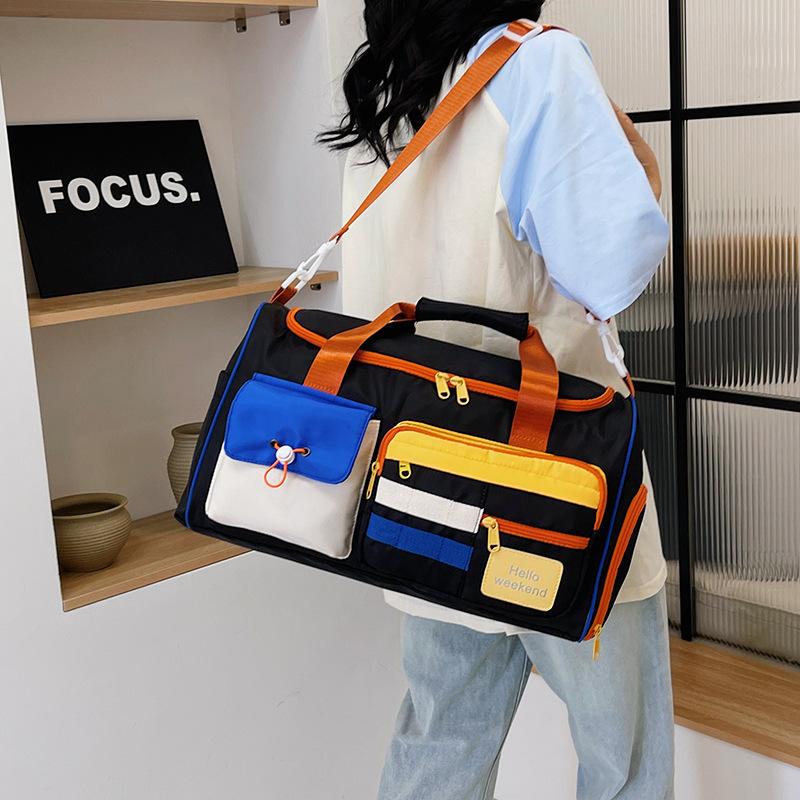 Multi-color matching going out large-capacity decompression portable travel bag dry nd wet separation personalized fitness bag can be set with tie rod