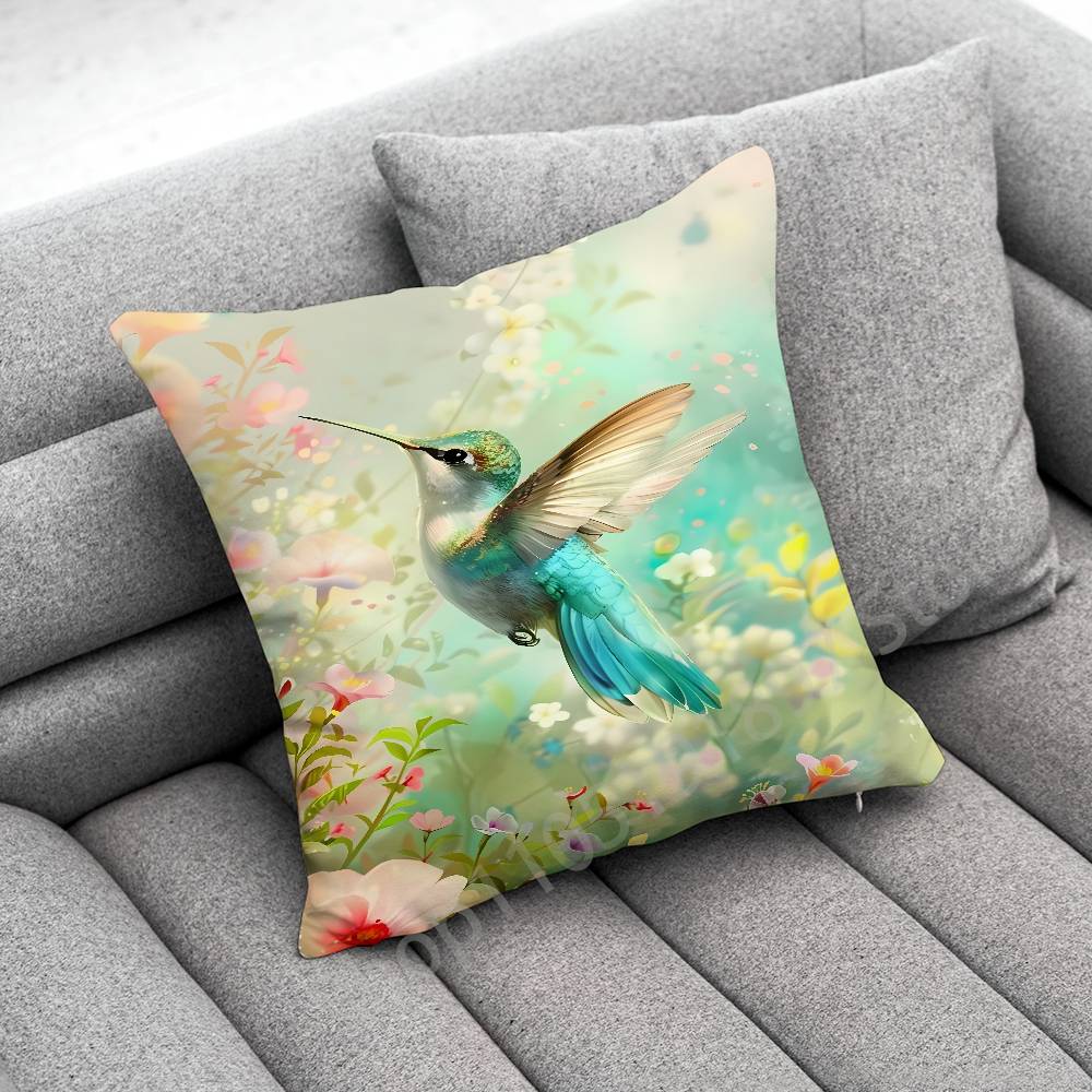Colorful Bird Hummingbird Throw Pillow Case For 50x50cm 30x30cm 55x55cm 45x45cm 40x40cm Square Bed Pillowcase Cover