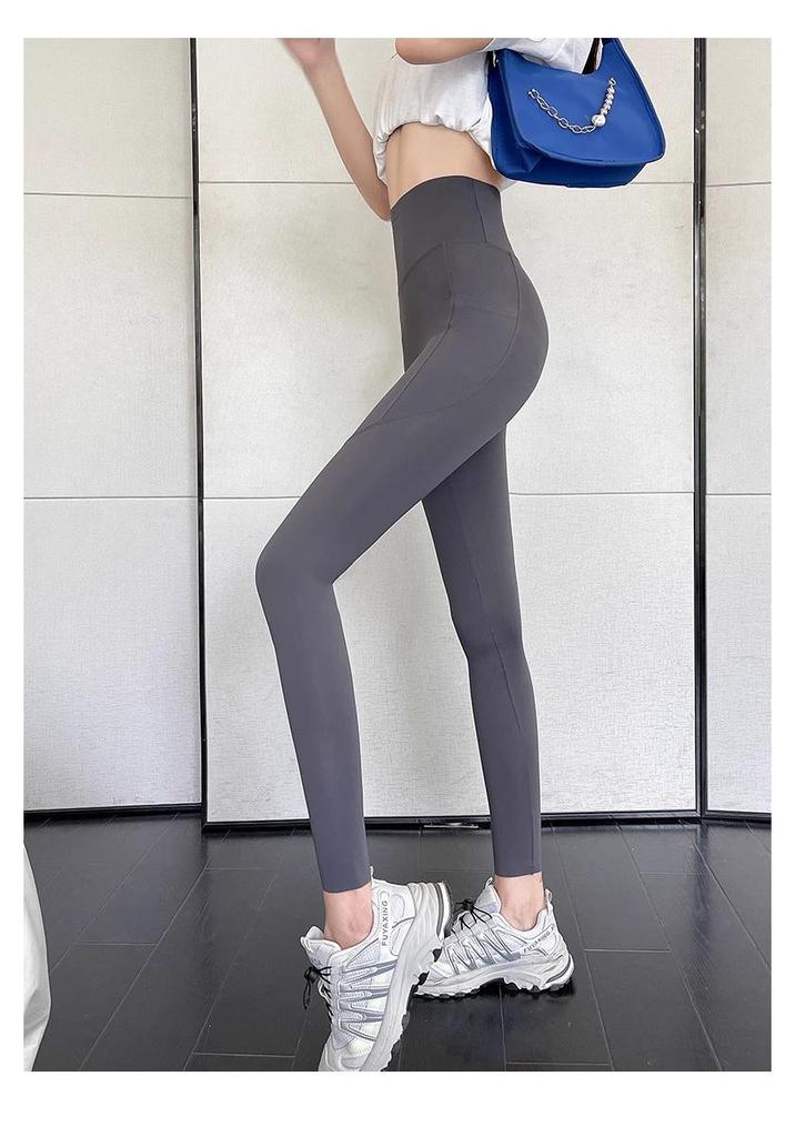 Women's High-Waist Mesh Pocket Shark Nine-Tenths Yoga Pants: Tummy Control & Butt Lifting for Cycling & Sports