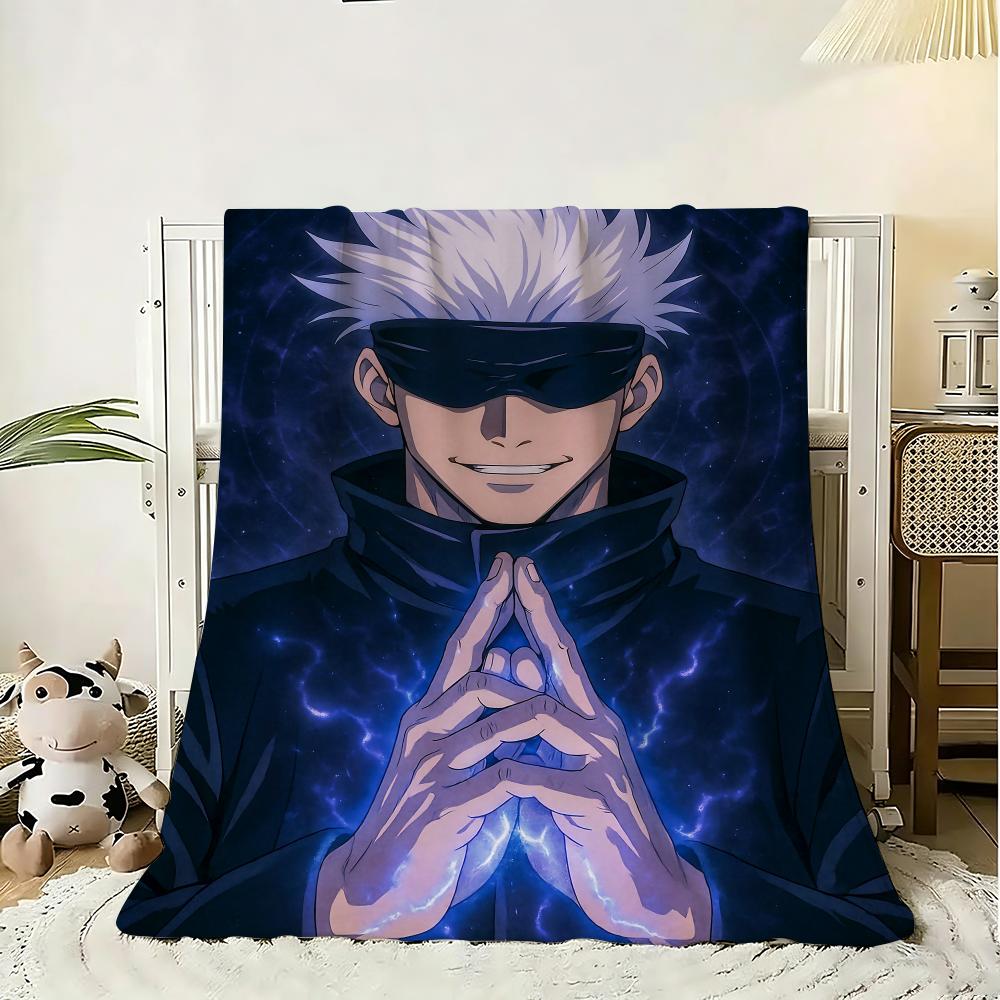 Cartoon Jujutsu Kaisen Throw 240g Flannel Blanket Lightweight Soft Skin-friendly Summer Thin Throw Blanket