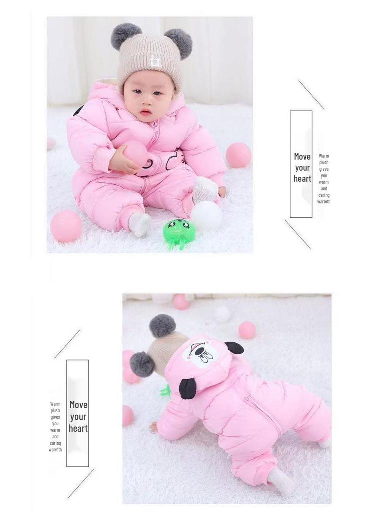 Baby Winter Kap met Cartoon en Dons Katoen Eendelig Rompertje