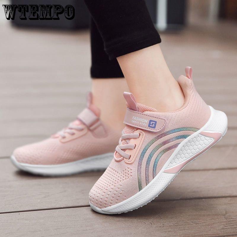 WTEMPO Girls' Summer Sneakers Thin Breathable Lightweight Mesh Sport Shoes Casual Slip Resistant Shoes Shock Absorbing Running Shoes