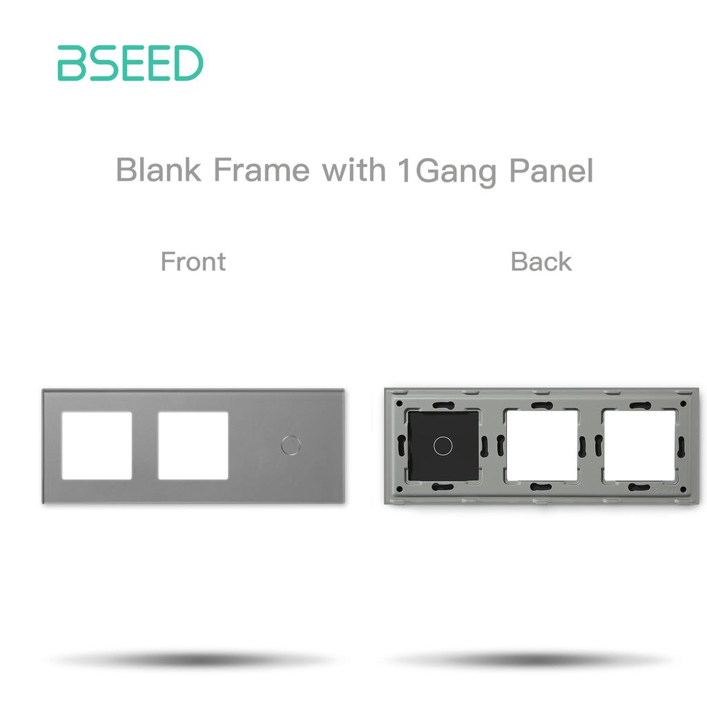 BSEED Double Blank Frame Plus 1/2/3Gang Switch Panels Crystal Glass EU Standard With Metal Plate Front Panel Without Switch