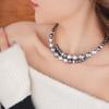 Temperament Glass Pearl Openning Necklace Grey Choker Neck Accessories  Birthday
