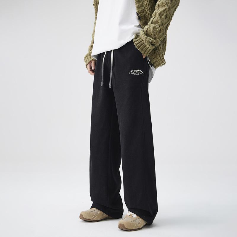 A-shaped casual pants men's elastic waist American high street heavy sweatpants trendy brand loose sports straight trousers