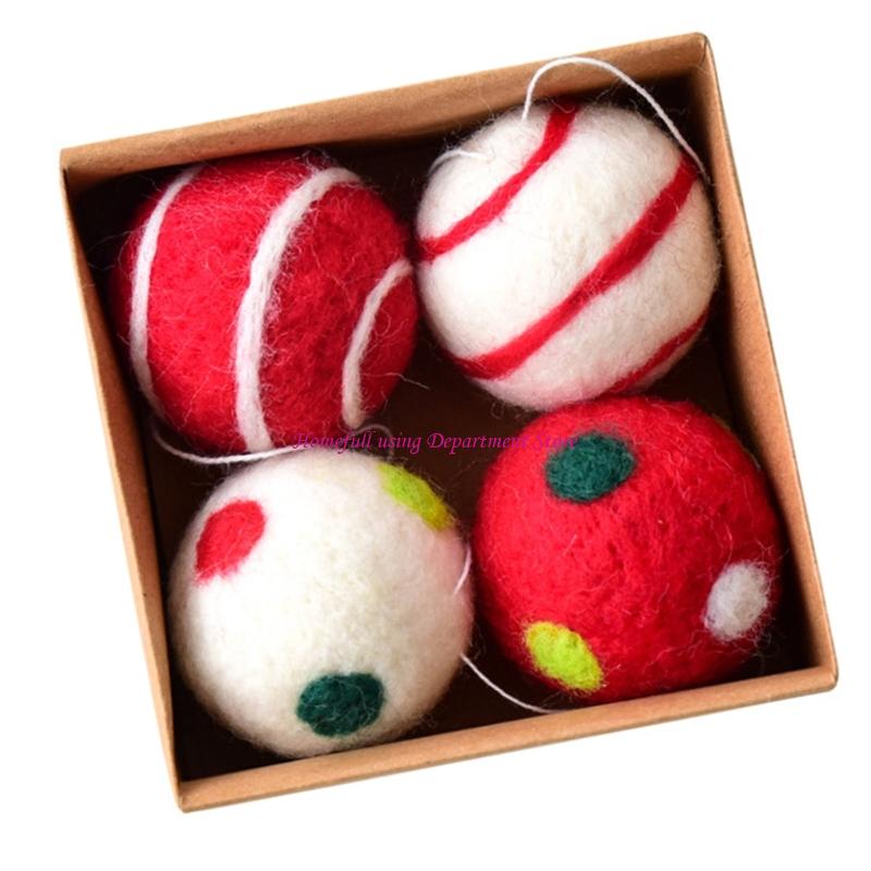 Christmas Felt Snowflake Ball Decoration Pack of 4 Winter Home Decoration