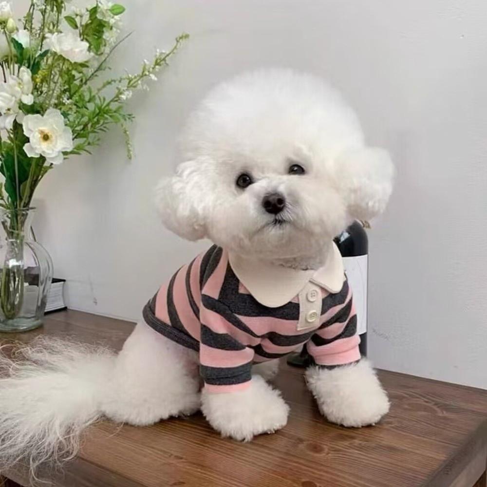 Breathable Dog Thin Shirt Collared Style Dog T Shirts Fashion Dog Striped Shirt Kittens Wear