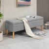 Upholstered Bench With Storage Space Linen Look Fabric Rubber Wood Legs Up To 220 Kg 110x39x45cm Gray