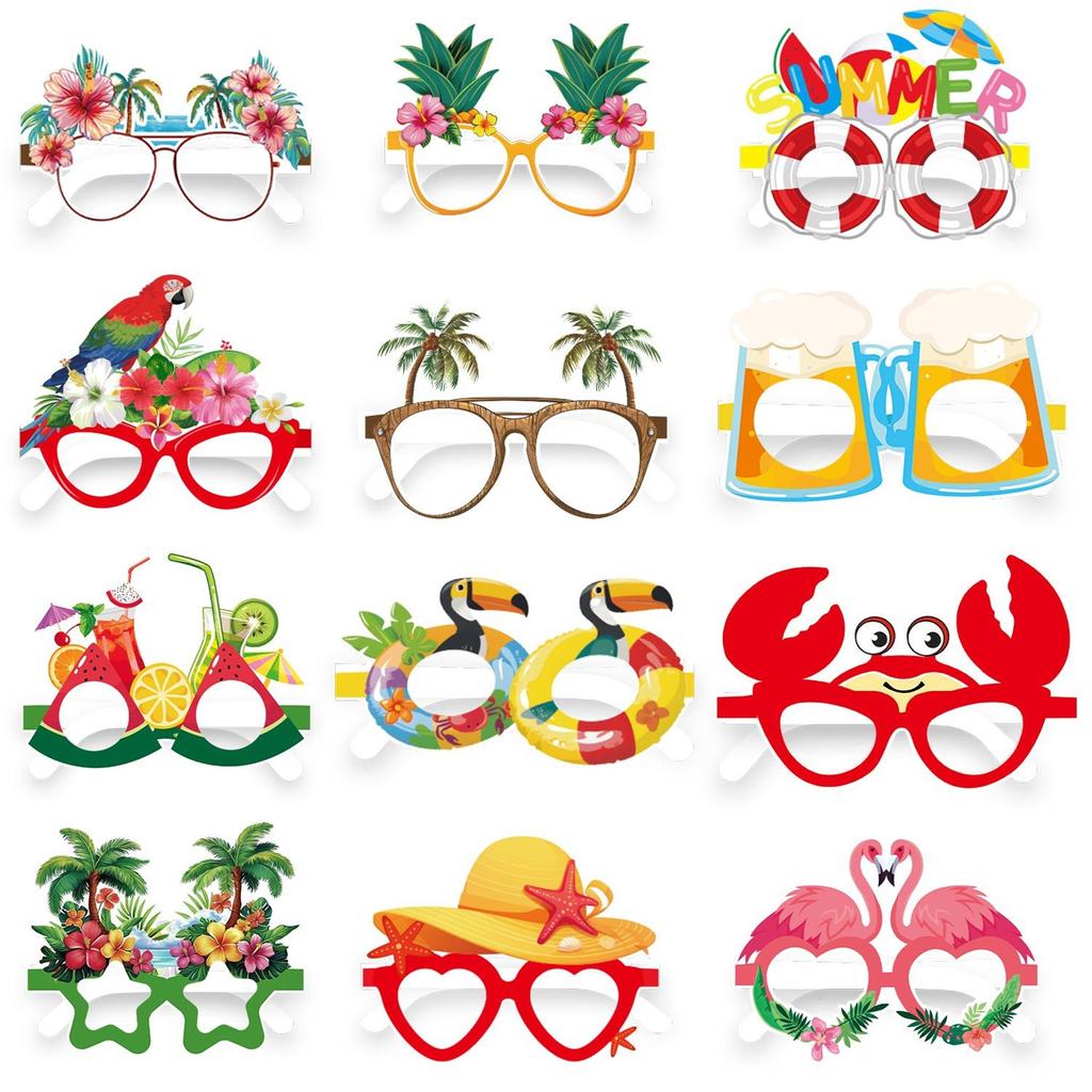 Okulary Luau Tropikalne Opakowanie 12 szt. Okulary na Imprezę Hawajską Motyw Plażowy Okulary Nowości Akcesoria na Letnie Świętowanie