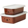 Fuji Horo Boris Face MFB-2SM Shallow Square Containers, 2-Piece Set, 0.45L and 0.76L