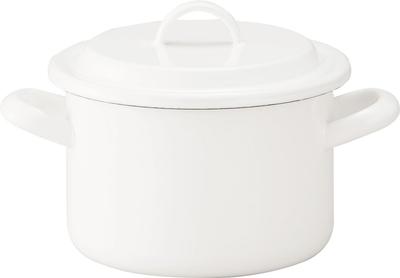 Nichinichi Dougu Noda Horo Casserole Pot with IH Made In Double-Handled Lid, Compatible, Japan, White, 14cm, YN-W14